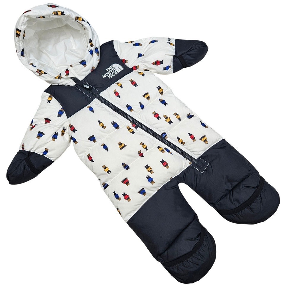 The North Face Bunting Infant 3-6M White Bear Print 700 Down Nuptse Snowsuit